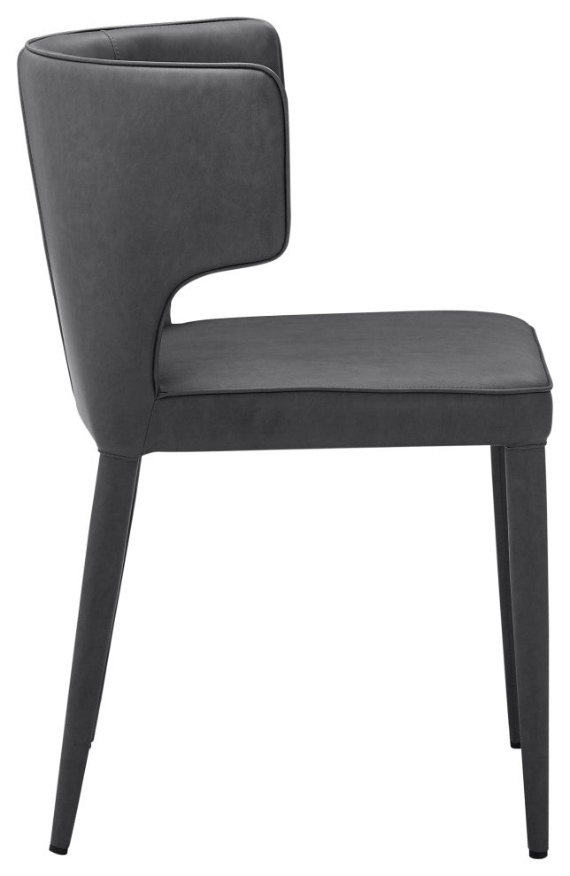 Elite Living Melore Wingback Upholstered Dining Side Chair, Dark Gray