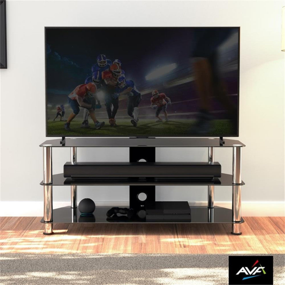 AVF Steel Glass TV Stand with Cable Management for up to 55" TVs in Black/Chrome
