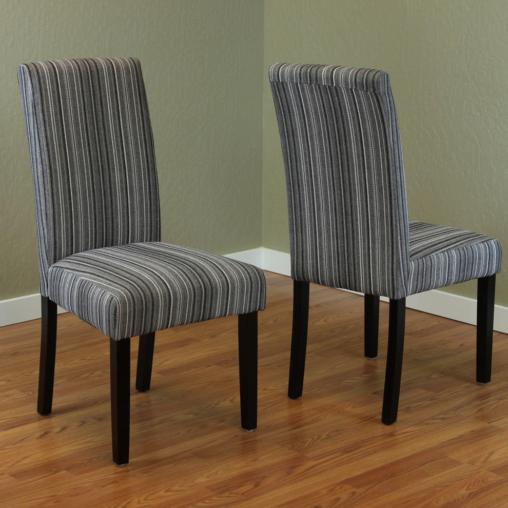 Seville Stripe Fabric Dining Chairs, Set of 2, Gray