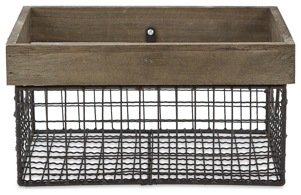 DII Asst Antique Silver Finish Farmhouse Basket (Set of 3)