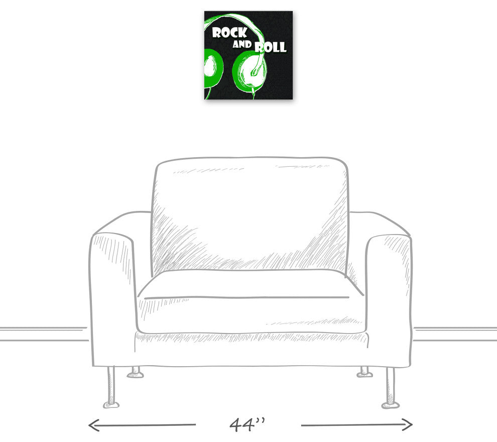 Rock And Roll Headphones 12x12 Canvas Wall Art