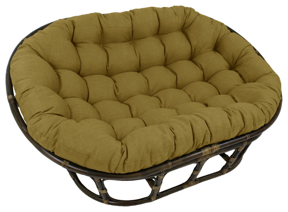 65"X48" Solid Outdoor Spun Polyester Double Papasan Cushion, Wheat