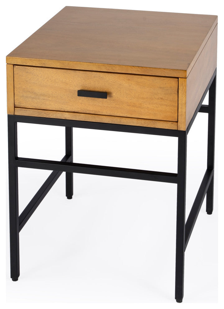 Hans 1 Drawer Wood and Iron End Table