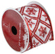 White & Red Snowflake Wired Christmas Craft Ribbon