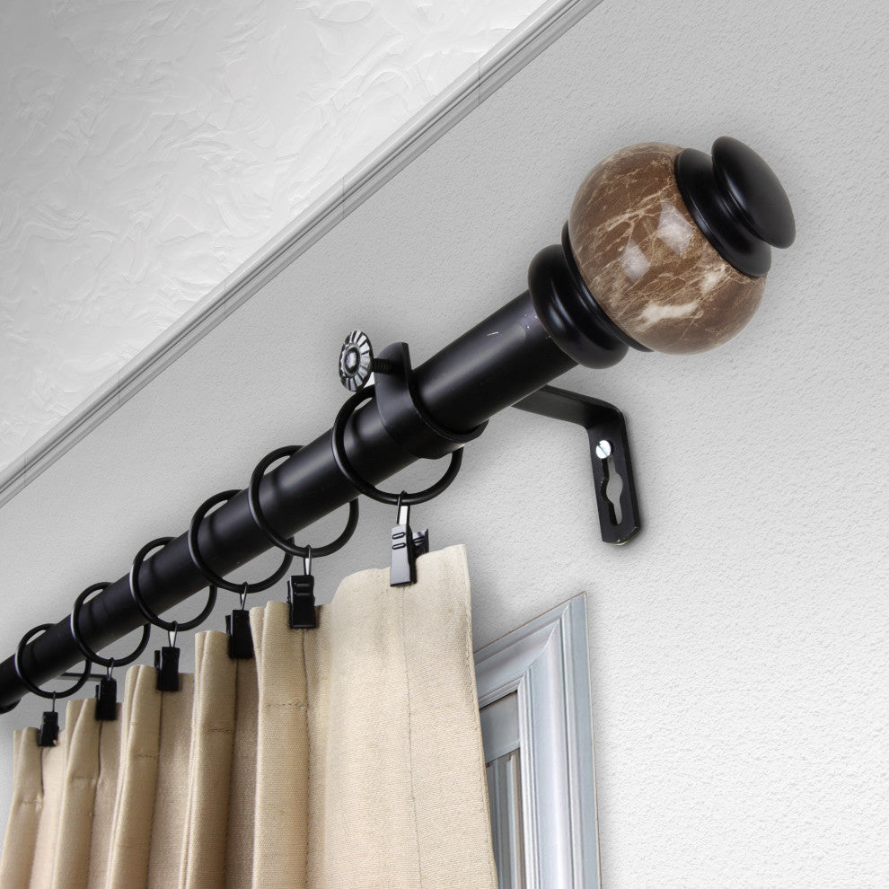 Polychrome 1" Curtain Rod, Black, 66"-120"