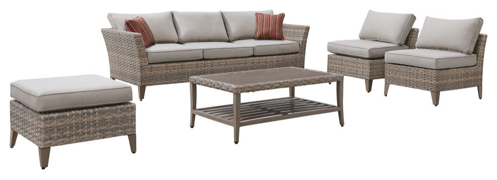 Ove Decors Bottega 5-Piece Conversation Set, Light Brown and Beige