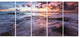 Waves Hitting Rocky Beach, Beach Photo Canvas Print, 60"x28", 5 Panels