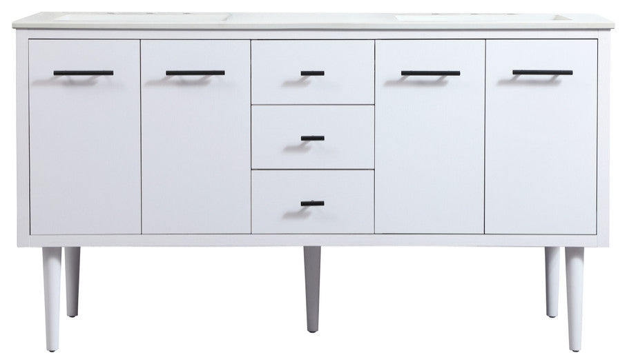 Home Living 22" Midcentury Modern White-Light Bathroom Vanity