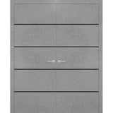 Solid French Double Doors 60 x 80 | Planum 0015 Concrete with
