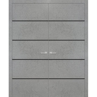 Solid French Double Doors 60 x 80 | Planum 0015 Concrete with