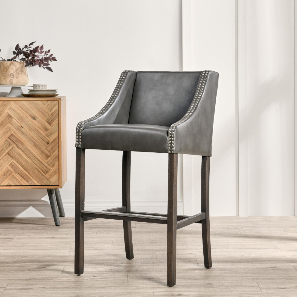 Castaic Stool by Kosas Home, Charcoal Gray, Bar Height