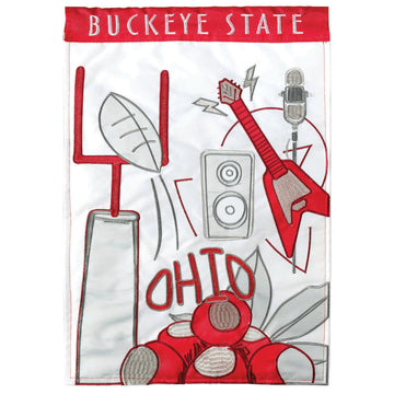 Flag  Double Applique  Ohio Buckeye State Ply Garden