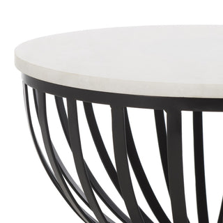 Safavieh Tissaia Round Accent Table, White Marble/Black