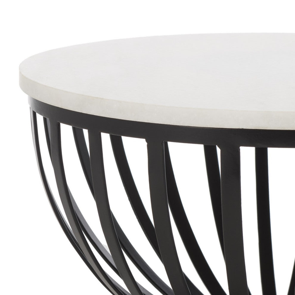 Safavieh Tissaia Round Accent Table, White Marble/Black