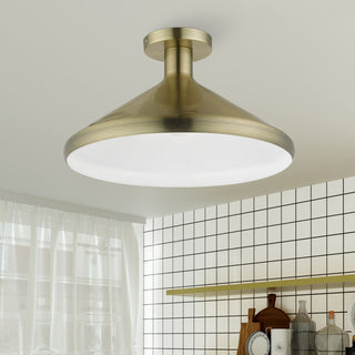 Livex Lighting 1 Light Antique Brass Semi-Flush Mount