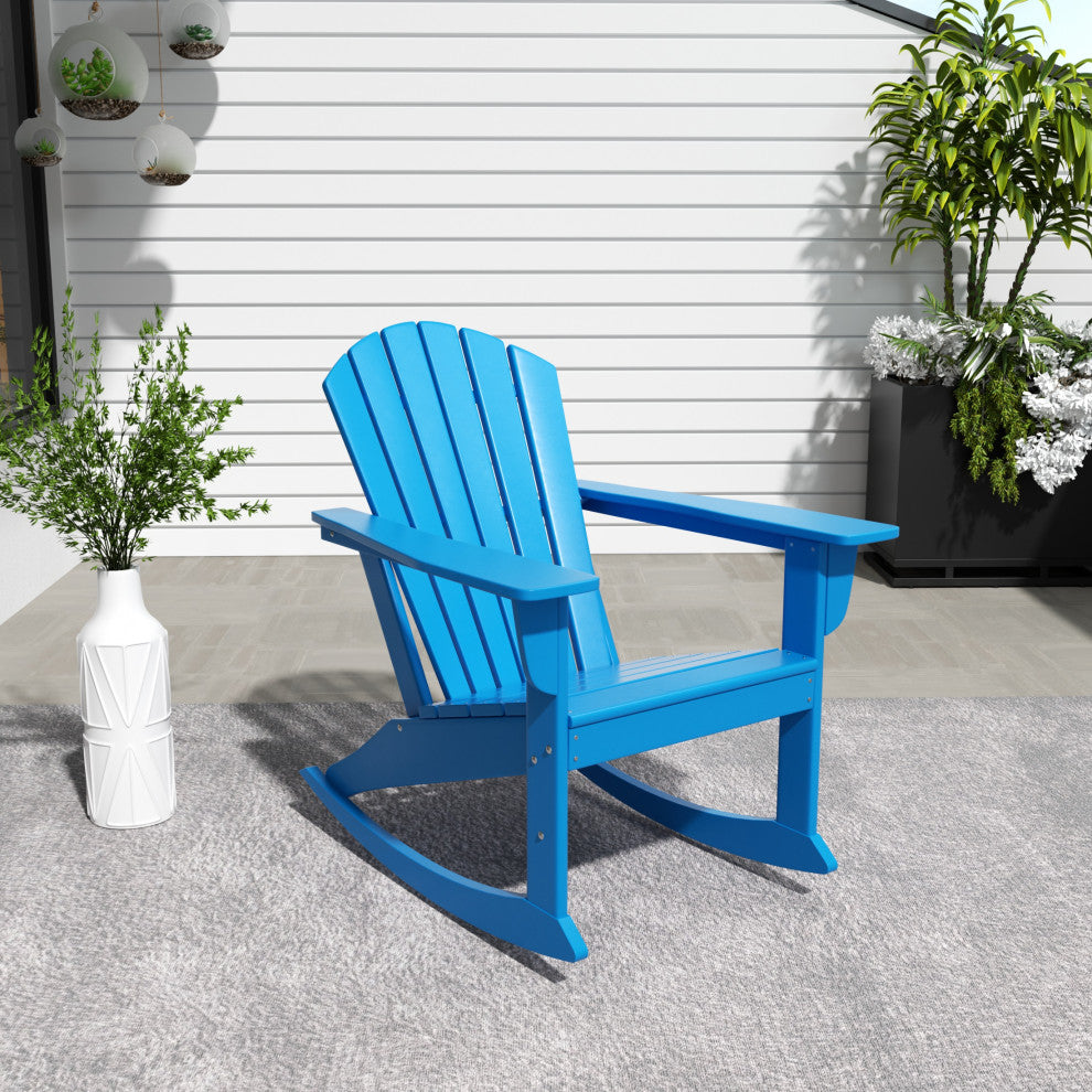 WestinTrends Outdoor Patio Poly Lumber Adirondack Porch Rocking Chair Rocker, Pacific Blue