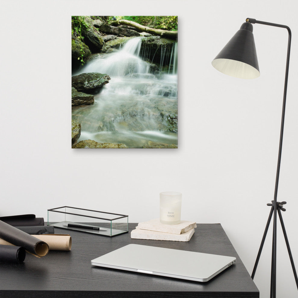 Pixley Falls 2 Rural Waterfall, Landscape Photo Canvas Wall Art Print, 16" X 20"