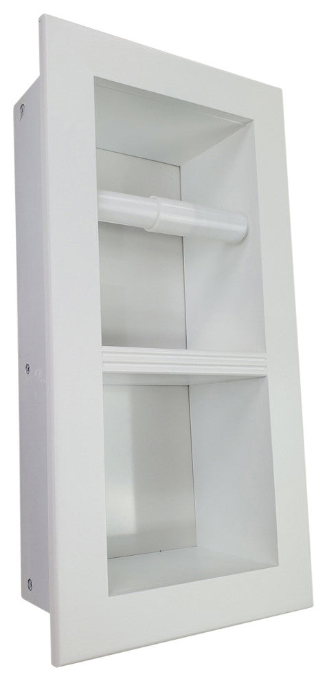 Bayshore Recessed Solid Wood Double Toilet Paper Holder 7 X 14.5, White Enamel