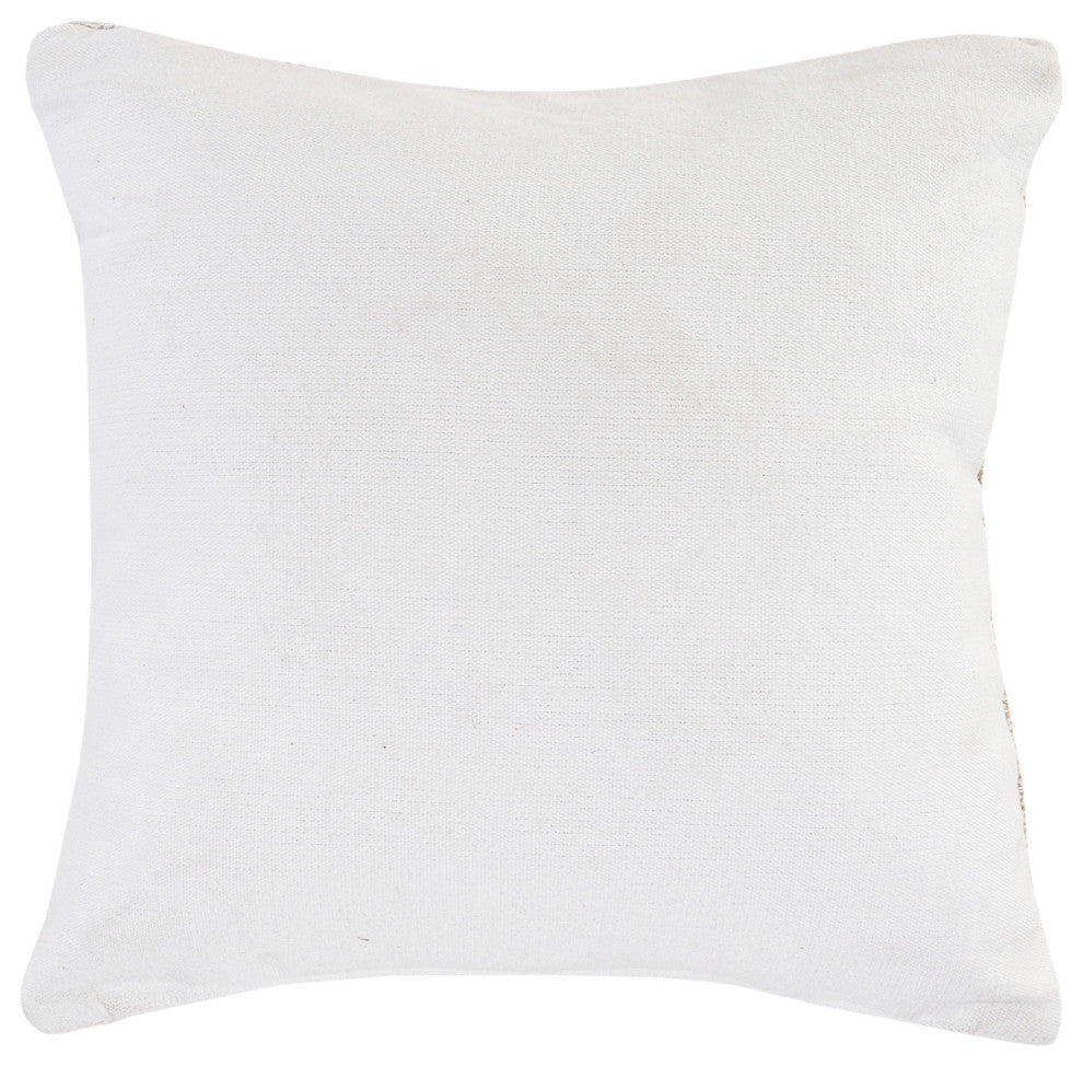Ivory and Jute Striped Throw Pillow