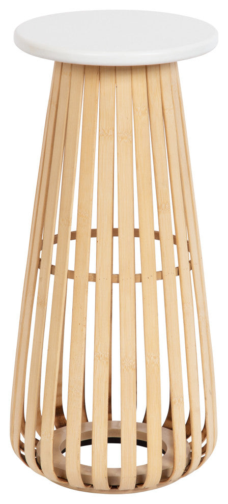 Oren Accent Table, White/Natural 10"x10"x23"
