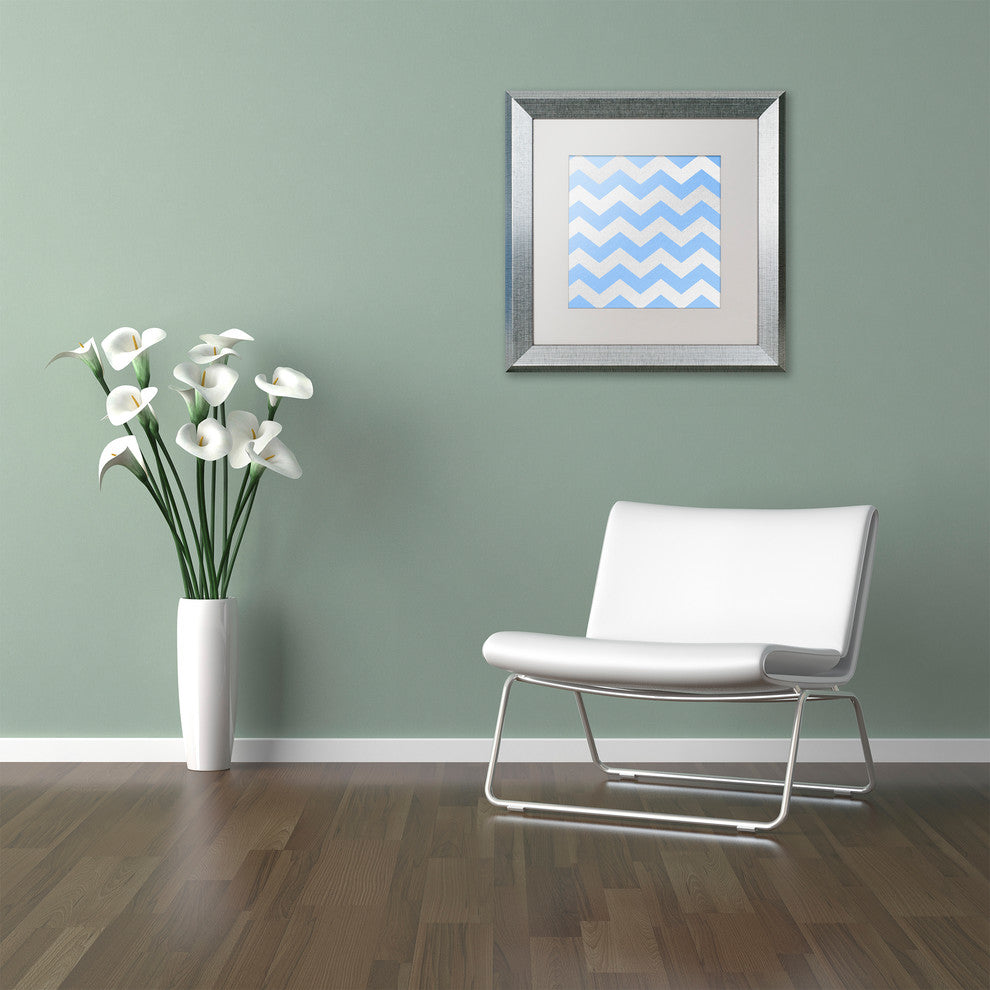 Color Bakery 'Xmas Chevron 3' Matted Framed Art, Silver Frame, White Mat, 16x16