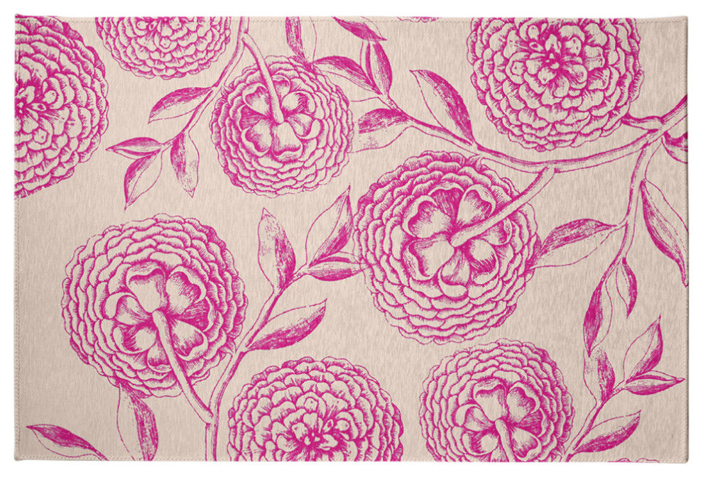Antique Flowers Spring Chenille Rug, Orchid, 4'x6'