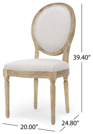 GDF Studio Phinnaeus French Country Fabric Dining Chairs (Set of 2), Griege/Natural
