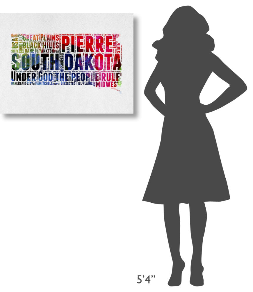 "South Dakota Watercolor Word Cloud" Fine Art Print