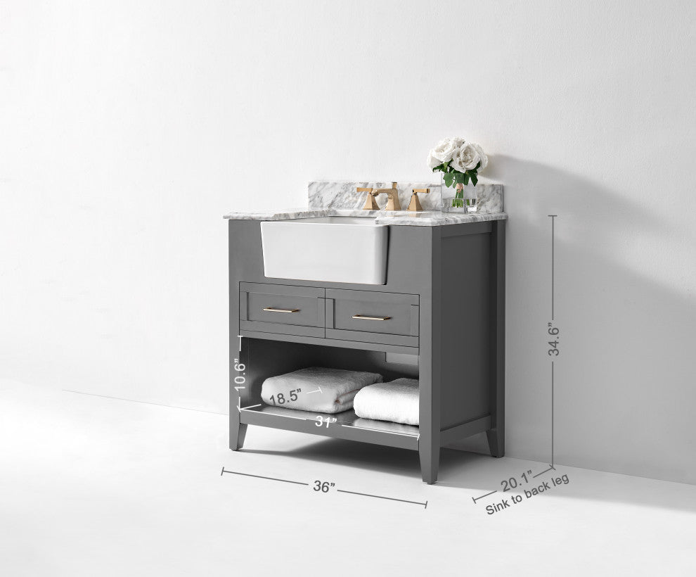 Hayley Bathroom Vanity Set, Sea Cloud Gray, 36"