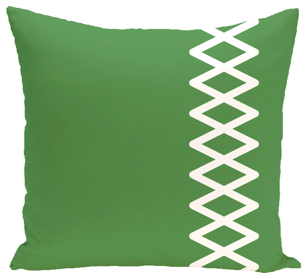 Lace Up Geometric Print Pillow, Leaf Green, 20"x20"