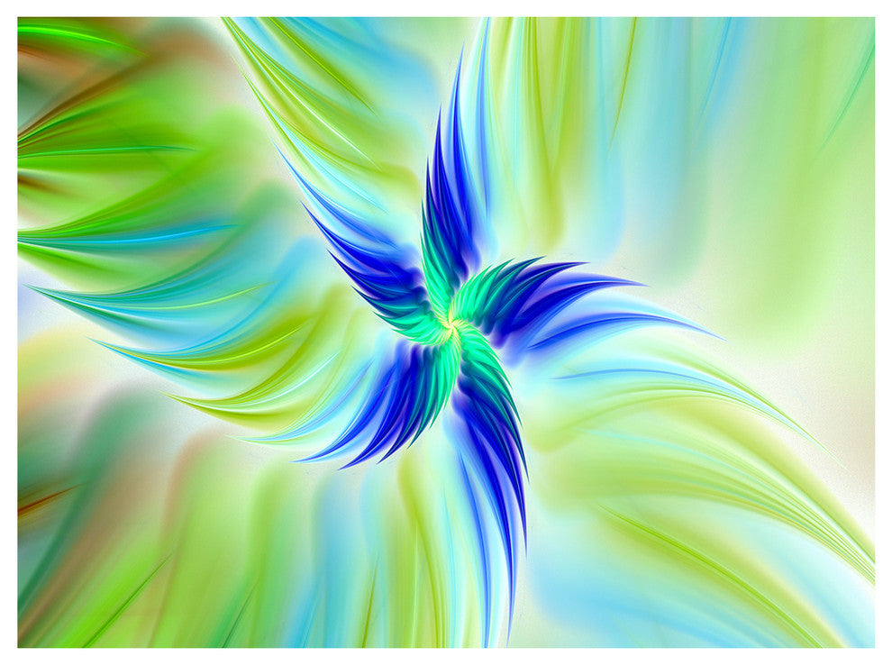 Huge Rotating Green Flower, Floral Canvas Art Print, 40"x30"