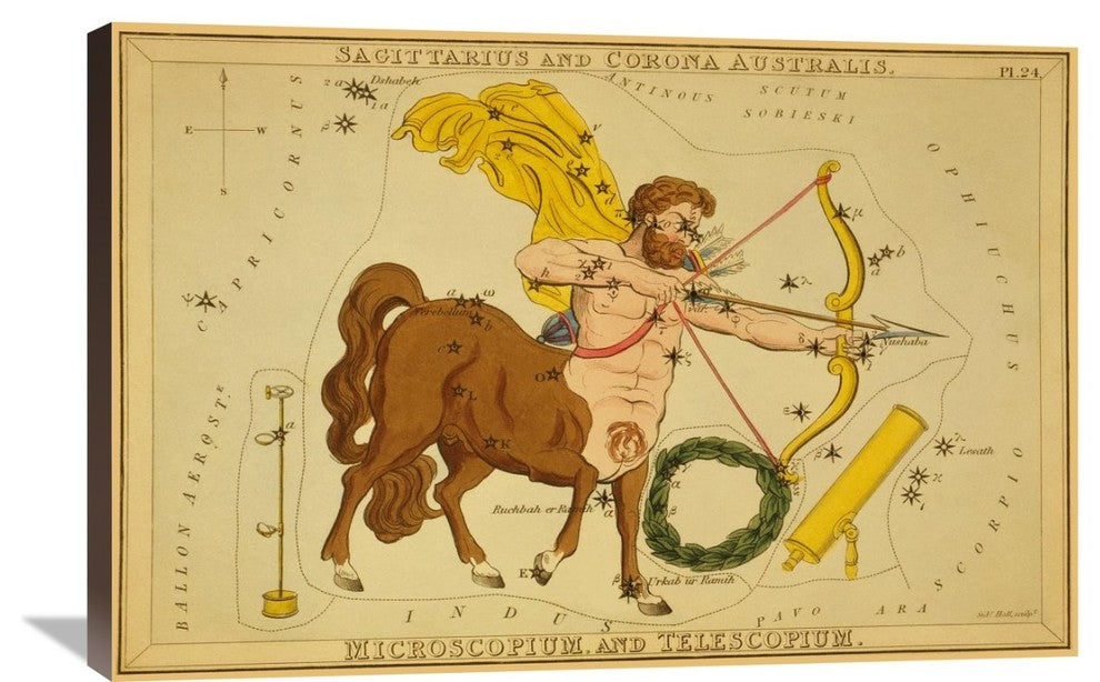 Sagittarius and Corona Australis, Microscopium, and Telescopium, 1825, 36"x24"