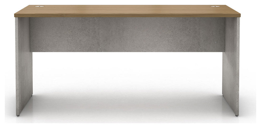 Broome Desk, Weathered Concrete on Latte Walnut