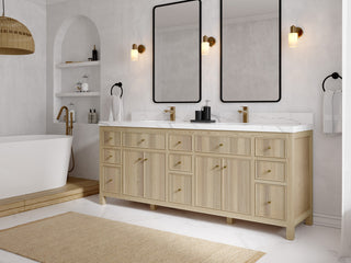 Sonoma Oak 84 Double Sink Bath Vanity with 2" White Quartz