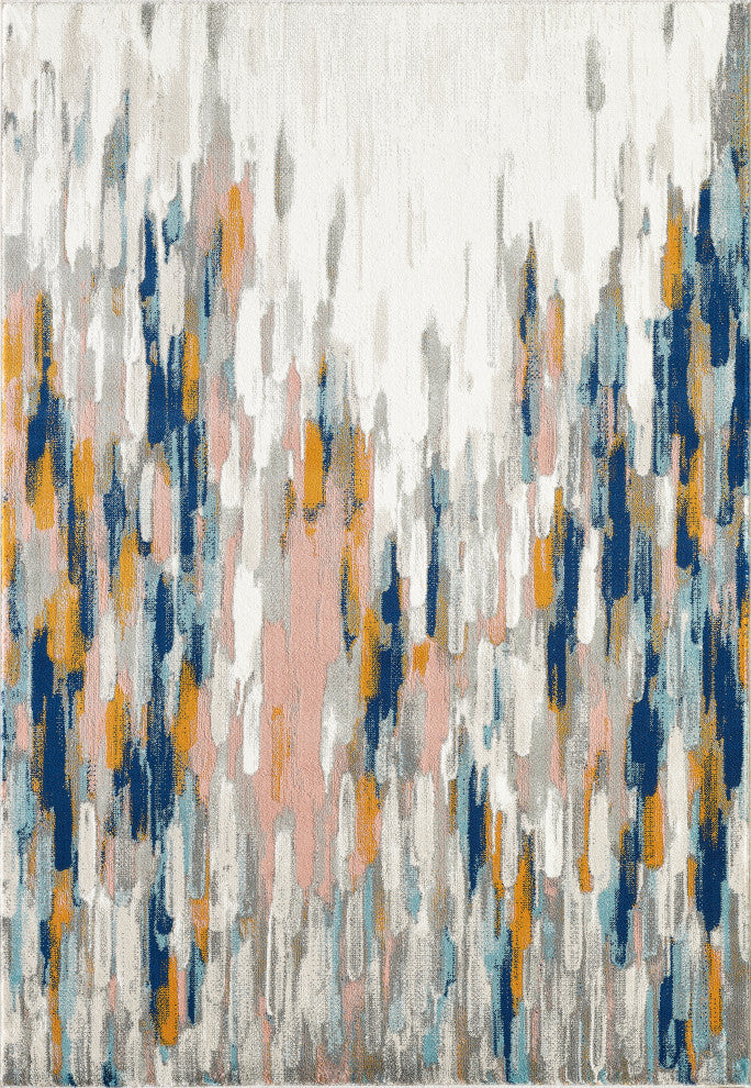 Abani Porto PRT140A Contemporary Orange and Blue Abstract Area Rug
