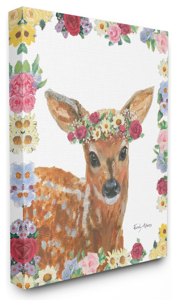 Stupell Ind. Flower Friends Deer Wall Art, 24" X 30", Canvas