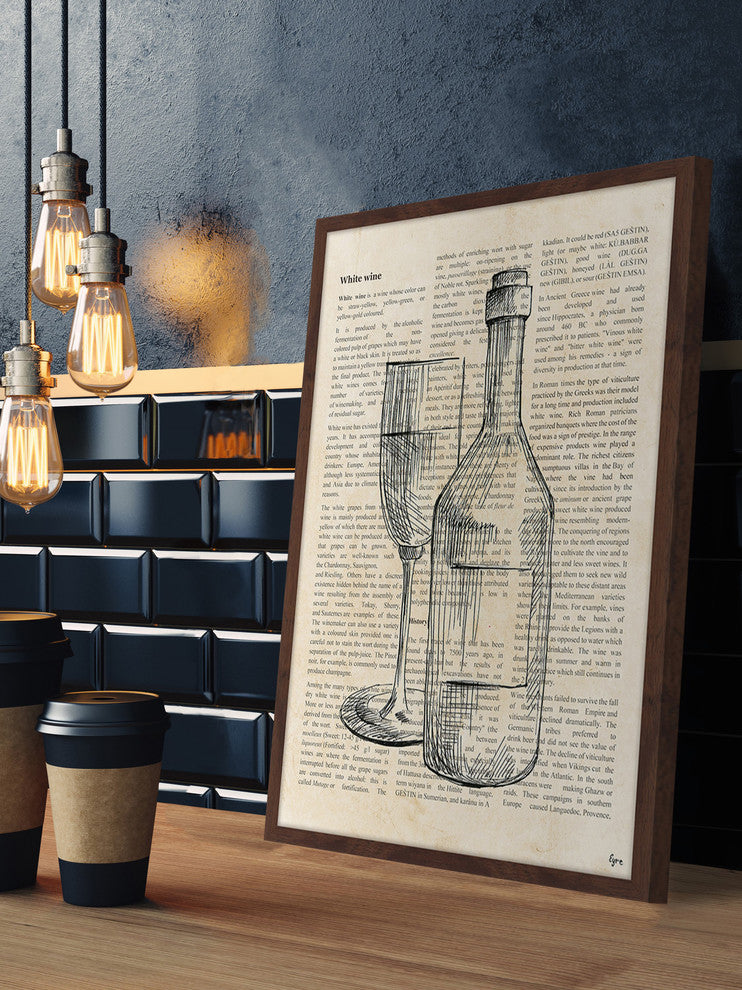"White Wine History" Framed Painting Print, 12"x18"