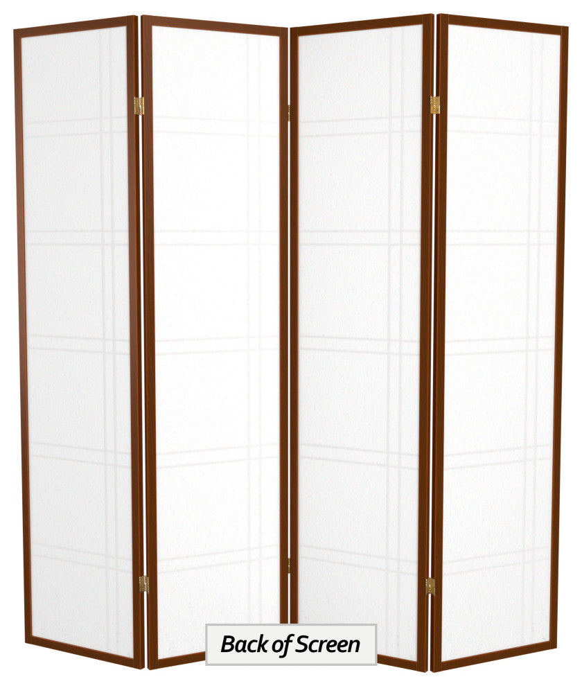 6'' Tall Double Cross Shoji Screen, Walnut, 4 Panels