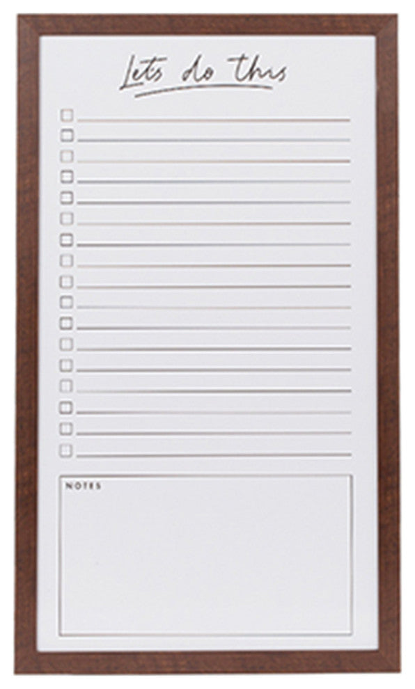 Magnetic Dry Erase To-Do Whiteboard with Espresso Wood Frame,12"x22"