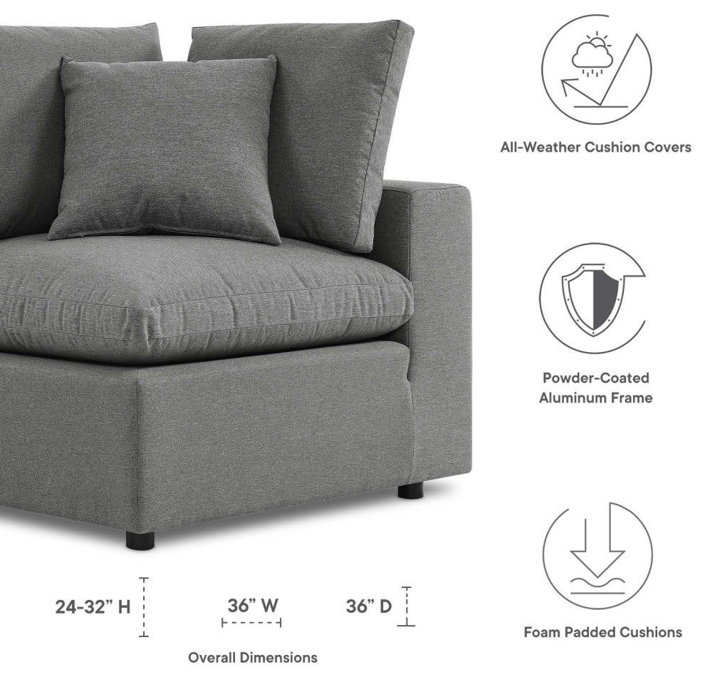 Modular Lounge Sofa Corner Chair, Charcoal Gray, Modern, Outdoor Patio