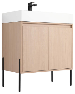 Fine Fixtures Crownpoint Bathroom Vanity, White Oak, 30", White