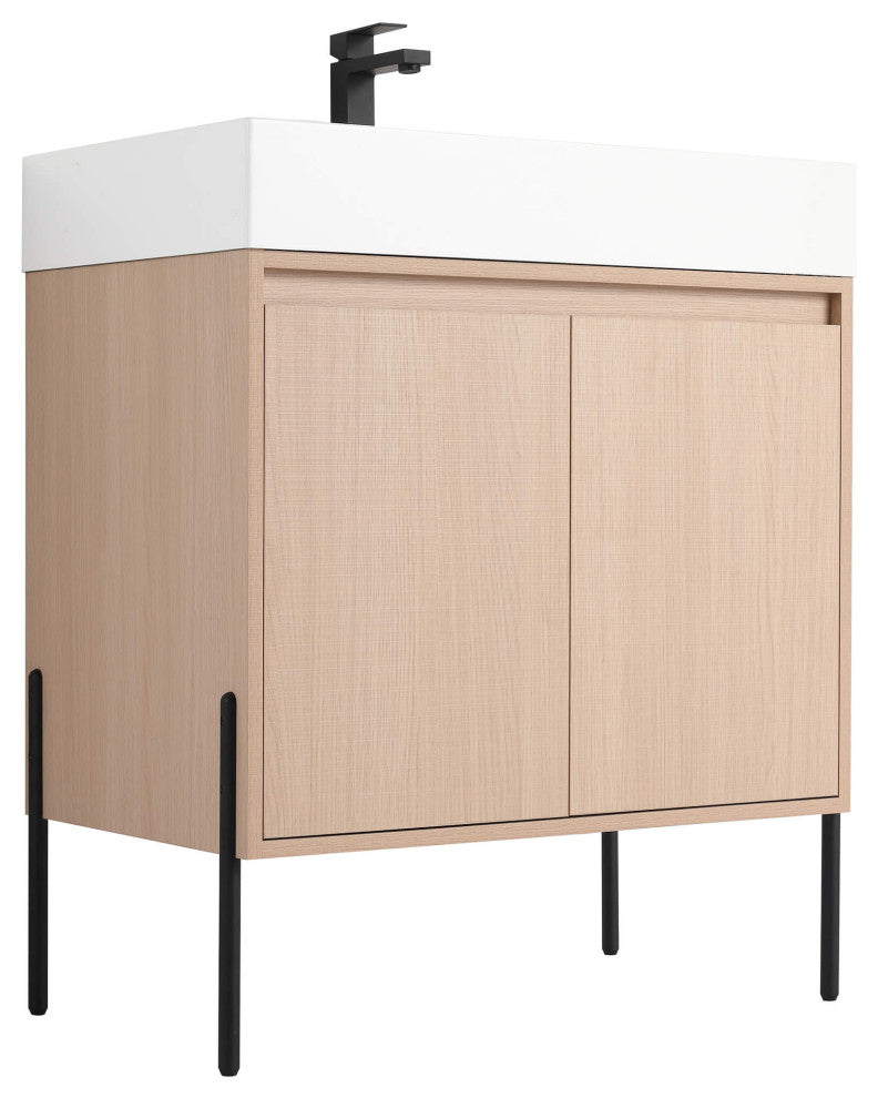 Fine Fixtures Crownpoint Bathroom Vanity, White Oak, 30", White