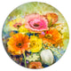 White Gerbera Red Rose And Tulips, Flower Large Disc Metal Artwork, 11"