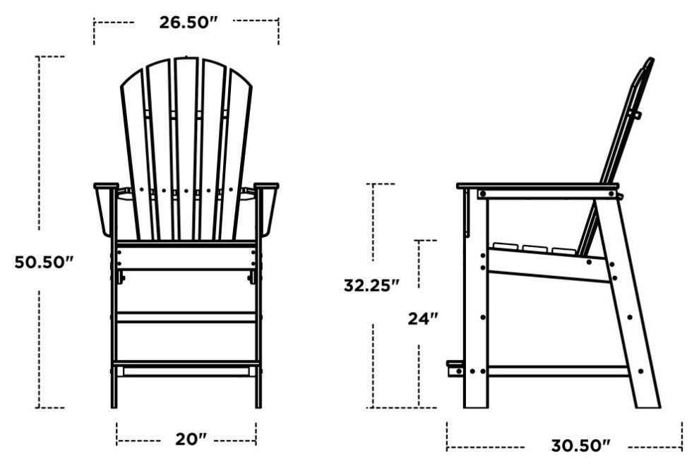 Polywood South Beach Counter Chair, Green