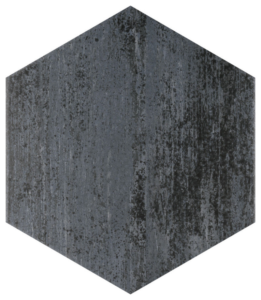 Cassis Hex Black Porcelain Floor and Wall Tile