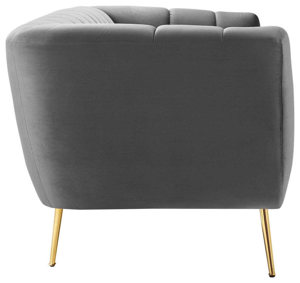 Favour Channel Tufted Performance Velvet Sofa-Gray