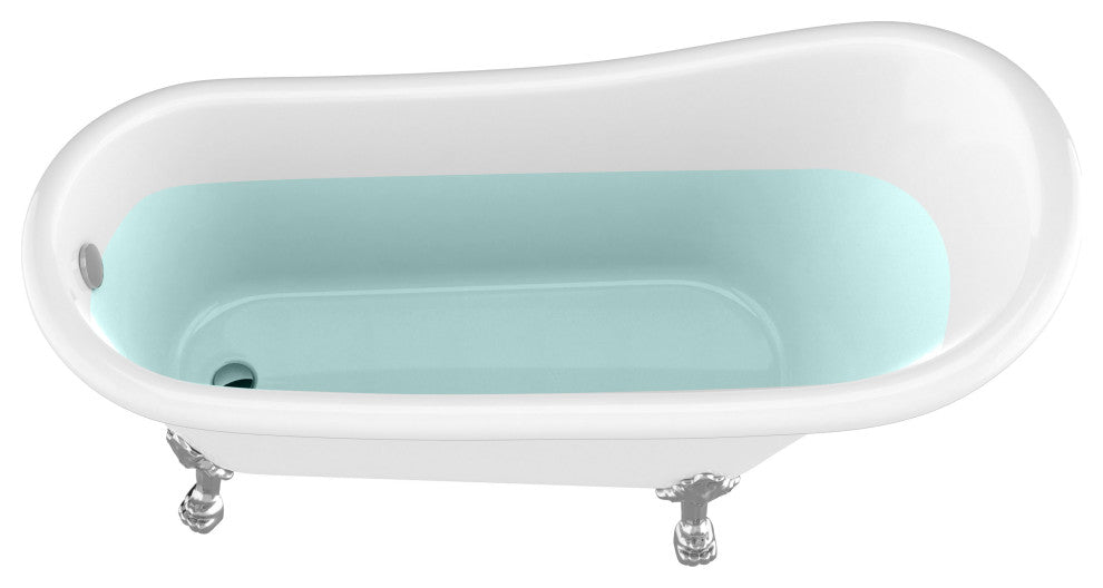 ANZZI Diamante 67.32" White Acrylic Slipper Claw Foot Tub, Lion's Paw Feet