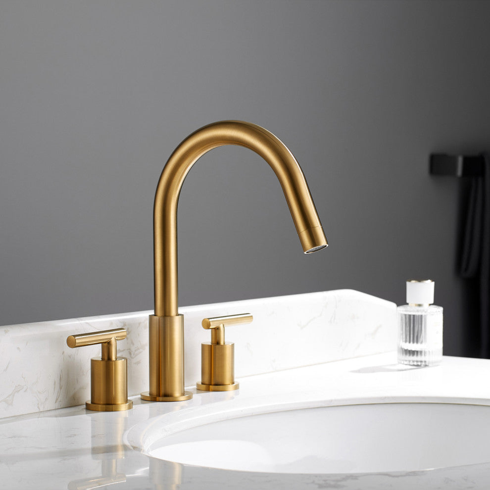 Lodosa Widespread Bathroom Basin Sink Faucet, Brushed Gold