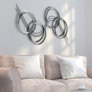 Hand Painted Etched Metal Wall Sculpture, Multi Color, Flowing