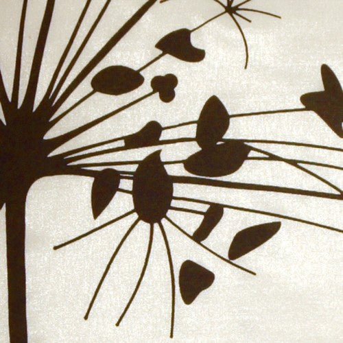 Pillow Decor - White with Brown Spring Flower and Ferns Pillow